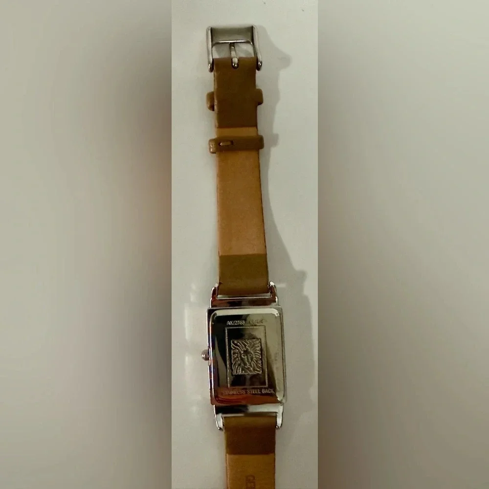 Anne Klein Ladies Rectangular 21mm x 24mm Leather Dress Watch needs new battery